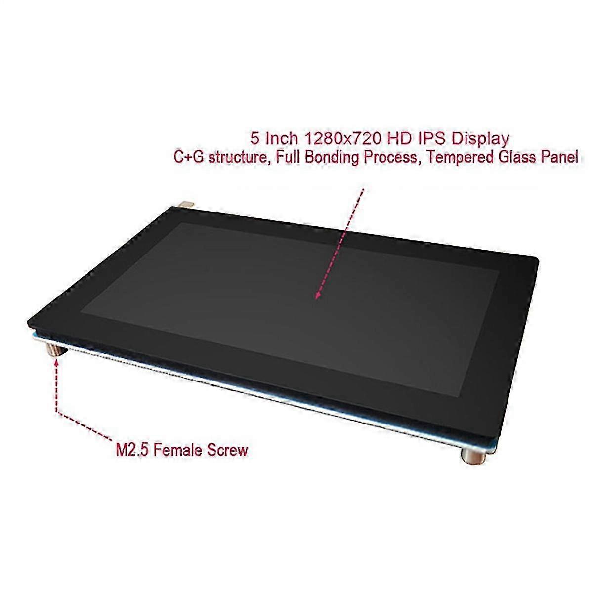 5 Inch 1280X720 IPS -Compatible HD Monitor Display Capacitive Touch Screen for 3B/3B+/4B