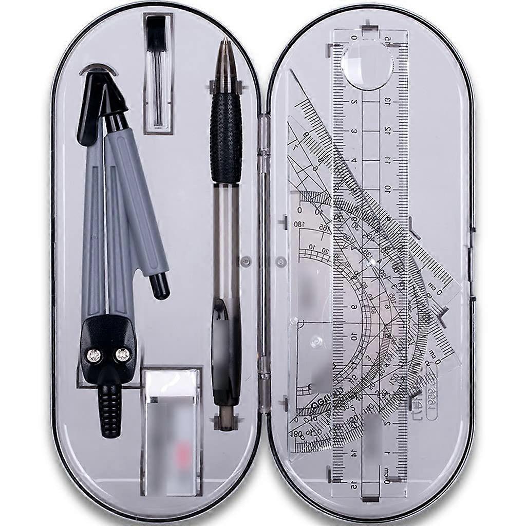 Compass Geometry Tool 8 Piece Set with Lead Refill Protractor for School Home Office Ref: 4346