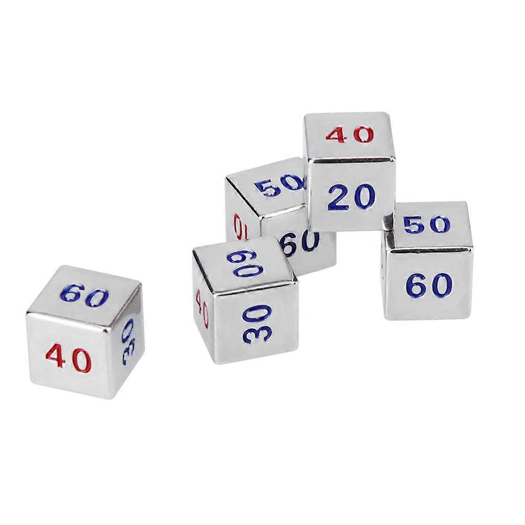 5Pcs/Set 6 Sided Number Color Alloy Dice Party Family DIY Games Engraving Educational Toys Accessaries Multicolor