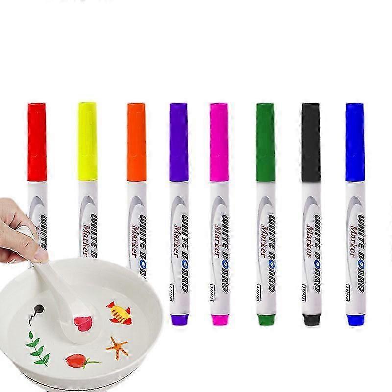 Magical Water Painting Pen, Magic Doodle Drawing Pens 8 pcs Colors Doodle Water Floating Pens with spoon