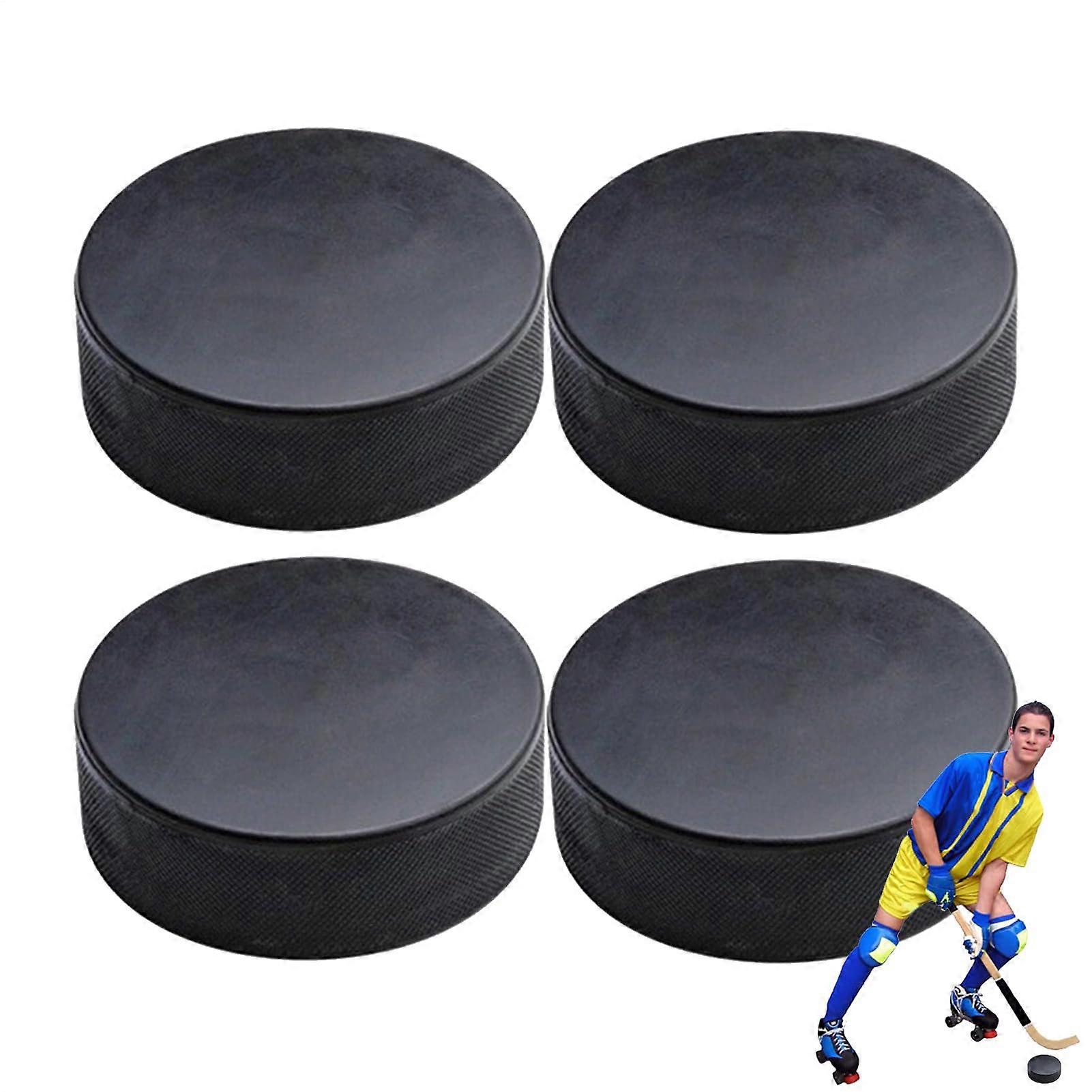 Street Hockey Puck Set – 4 Official Size Pucks, 7.6 cm Diameter, 2.5 cm Thick, Indoor Training Equipment for Men and Women