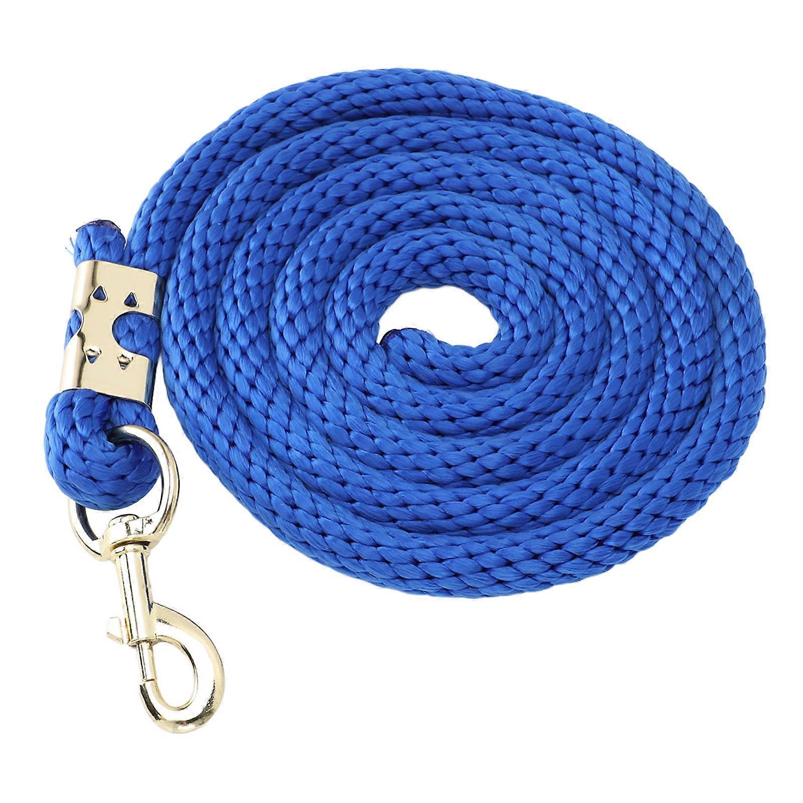 2m Horse Lunge Line Anti Breakage Rope Anti Slip Grip Horse Training Rope with Hook for Walking Handling Navy Blue