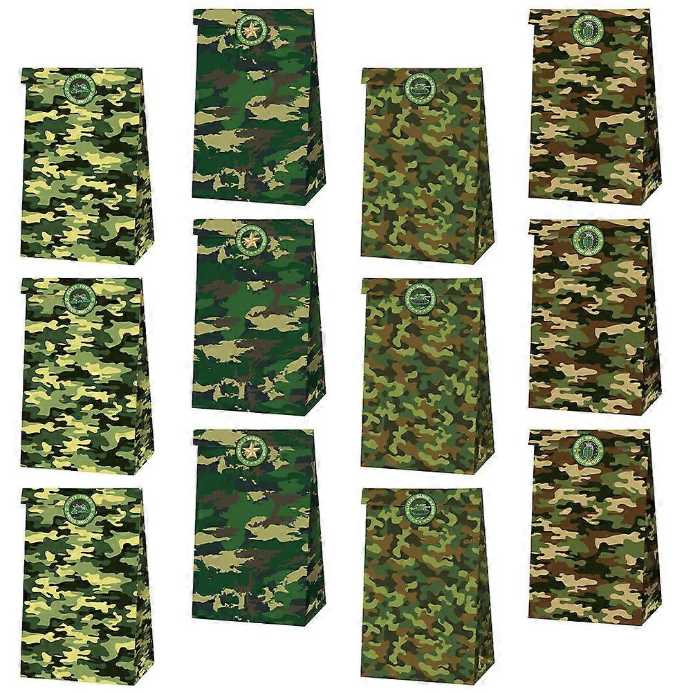 Military Style Portable Candy Bags with Stickers – Lightweight Paper Packaging for Sweets Storage, Ideal for Military Enthusiasts and Party Favors