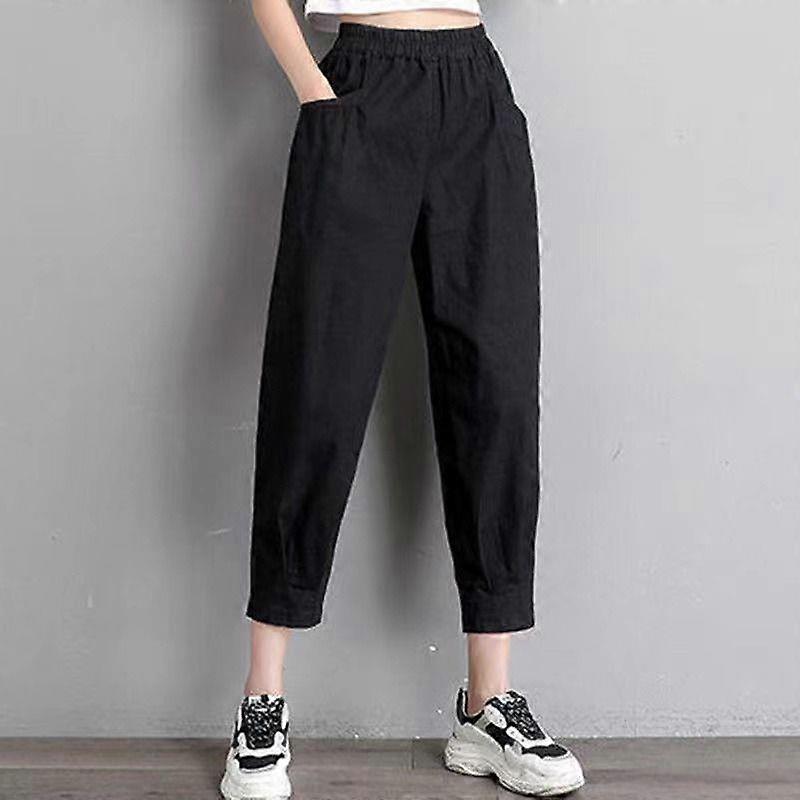 Spring and Autumn Harem Pants Women's High Waist Loose All-match Elastic Waist Casual Feet Harem Pants