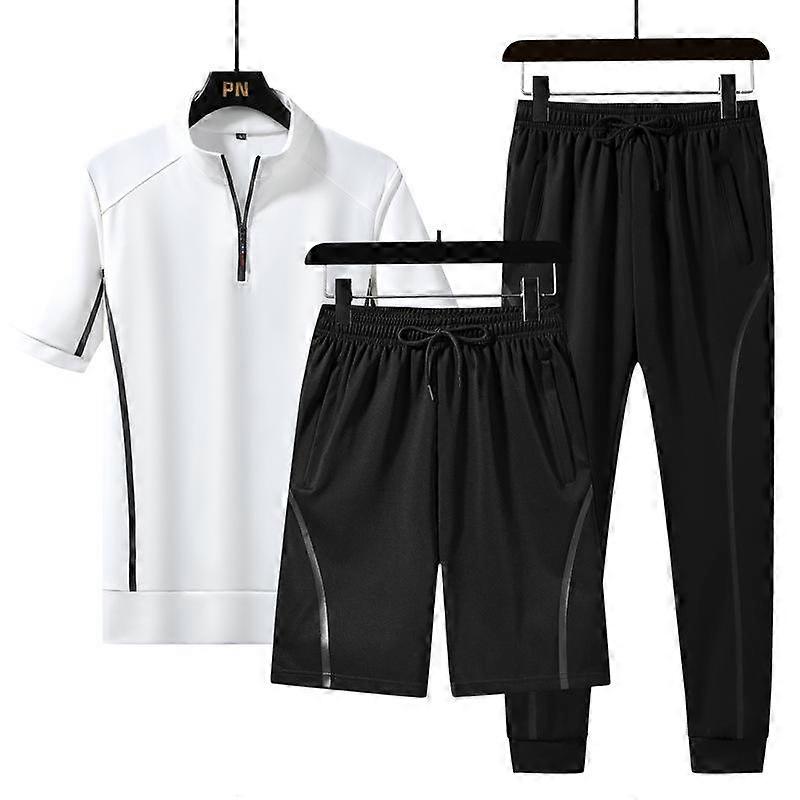 Large Size Three Piece Summer Casual Sports Set Men's Breathable Casual Suit