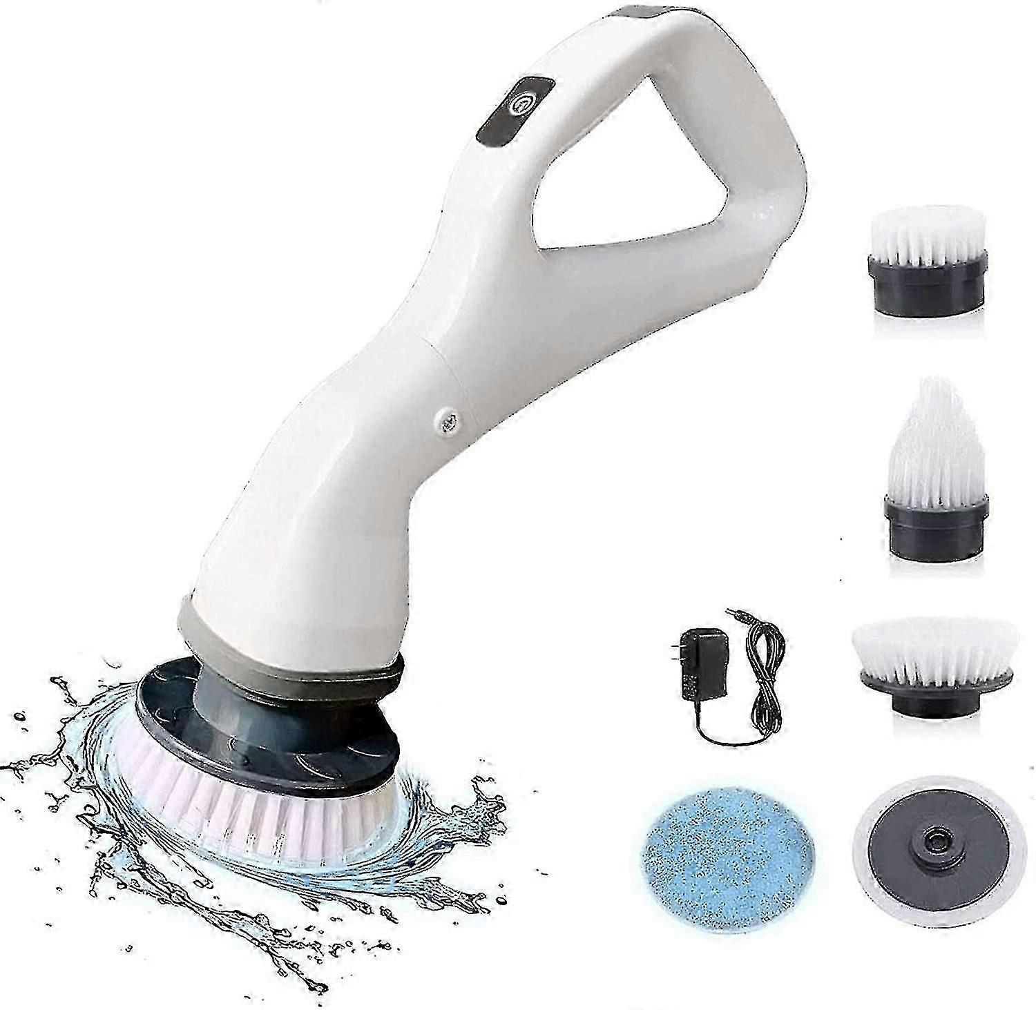 Electric Rotary Scrubber Cleaning Brush - Rechargeable Electric, 4 Scrubber With Replaceable