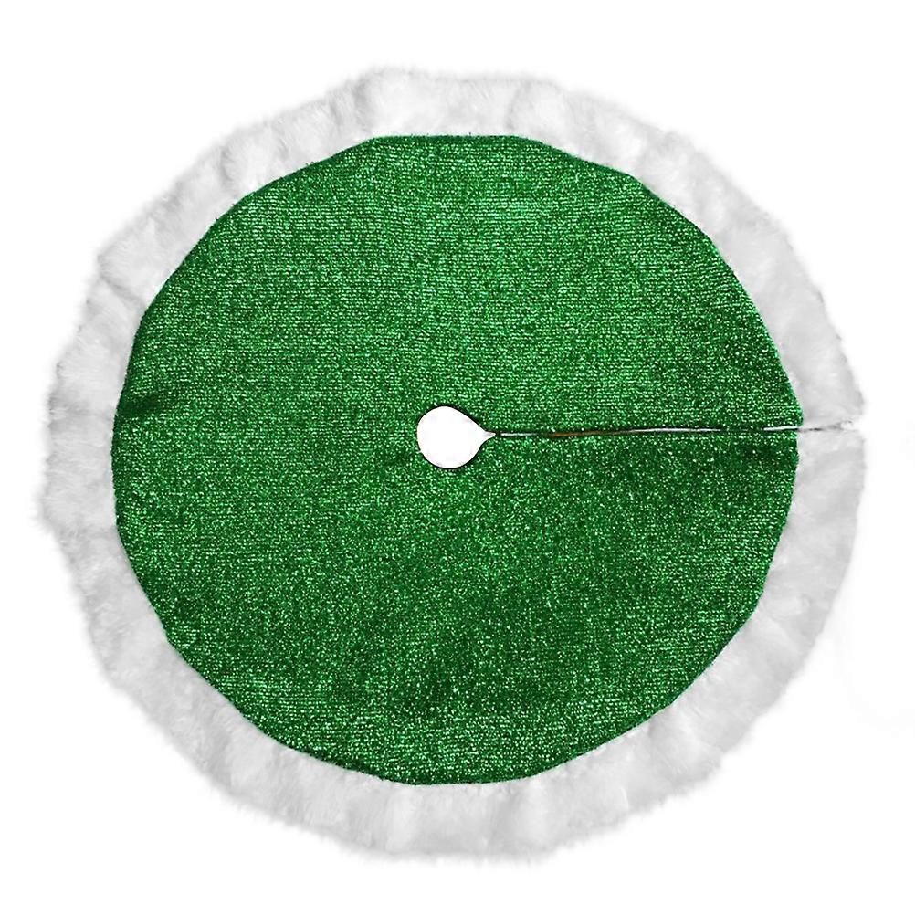 Holiday Tree Skirt Green Tree Ornaments Decoration Xmas Mat Cover 125cm Diameter Plush Tree Base Cover 1Pack