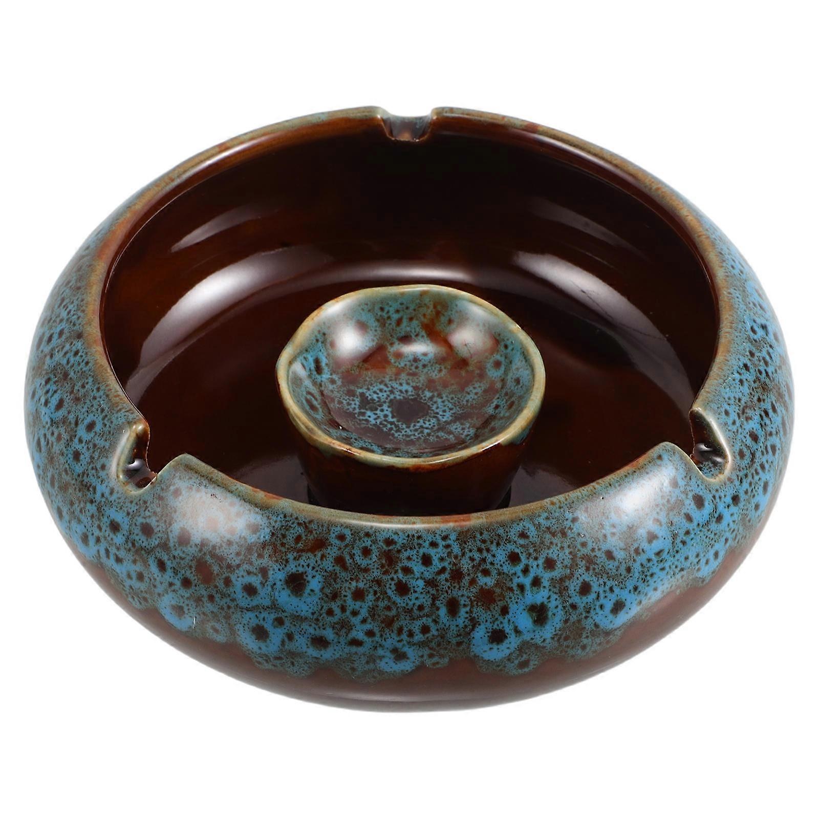 Windproof Ceramic Ashtray for Home Office – Decorative Desktop Ash Holder Bowl for Indoor and Outdoor Use