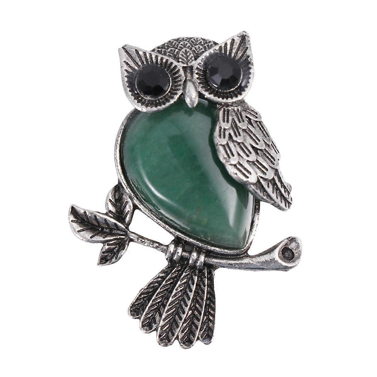 Chic Owl Shape Crystal Brooch Decorative Pin for Official Occasions Green 1Pc