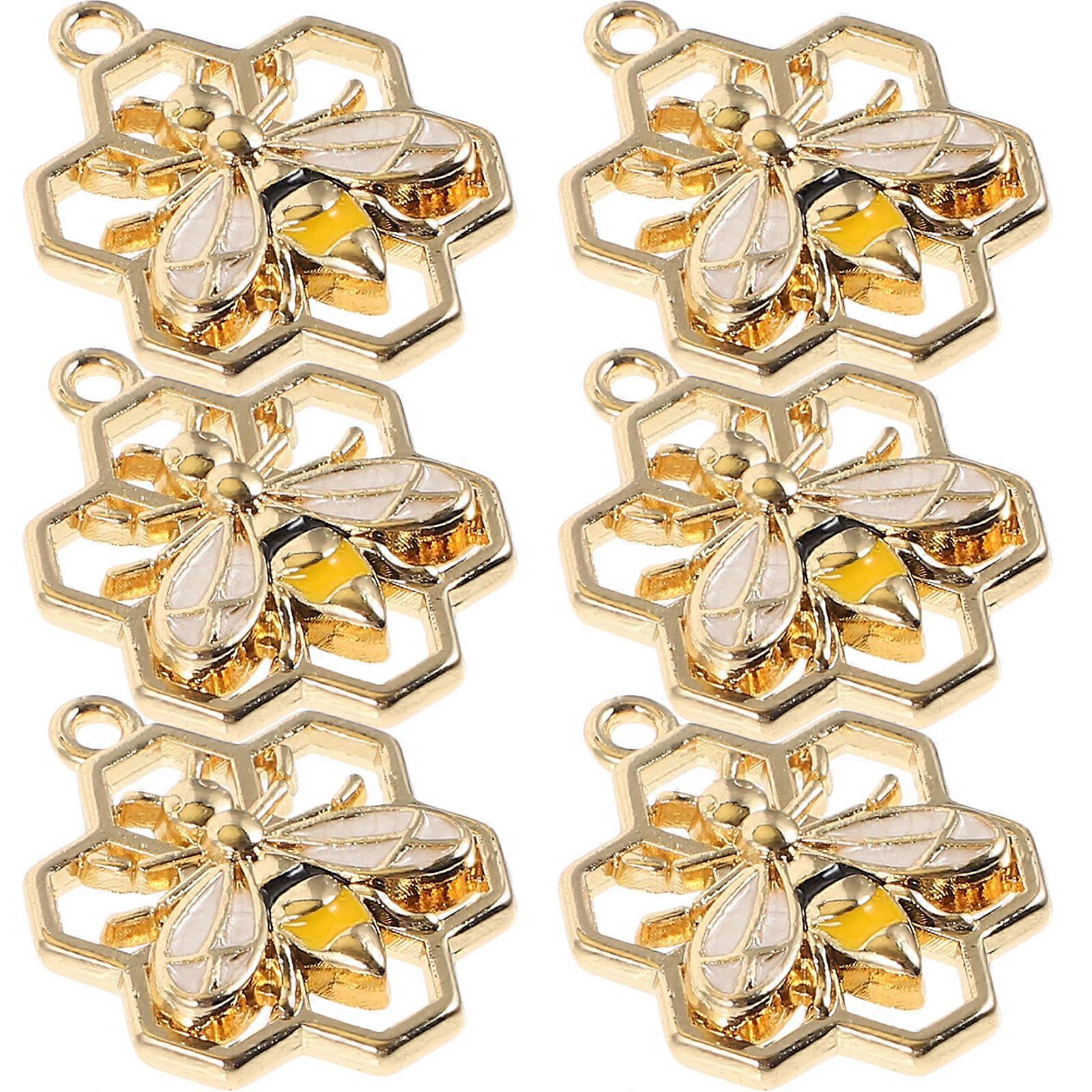 Here's a polished and professional product description based on your input:
**6PCS Bee Charms for Jewelry Making DIY Honeycomb Design Accessories
