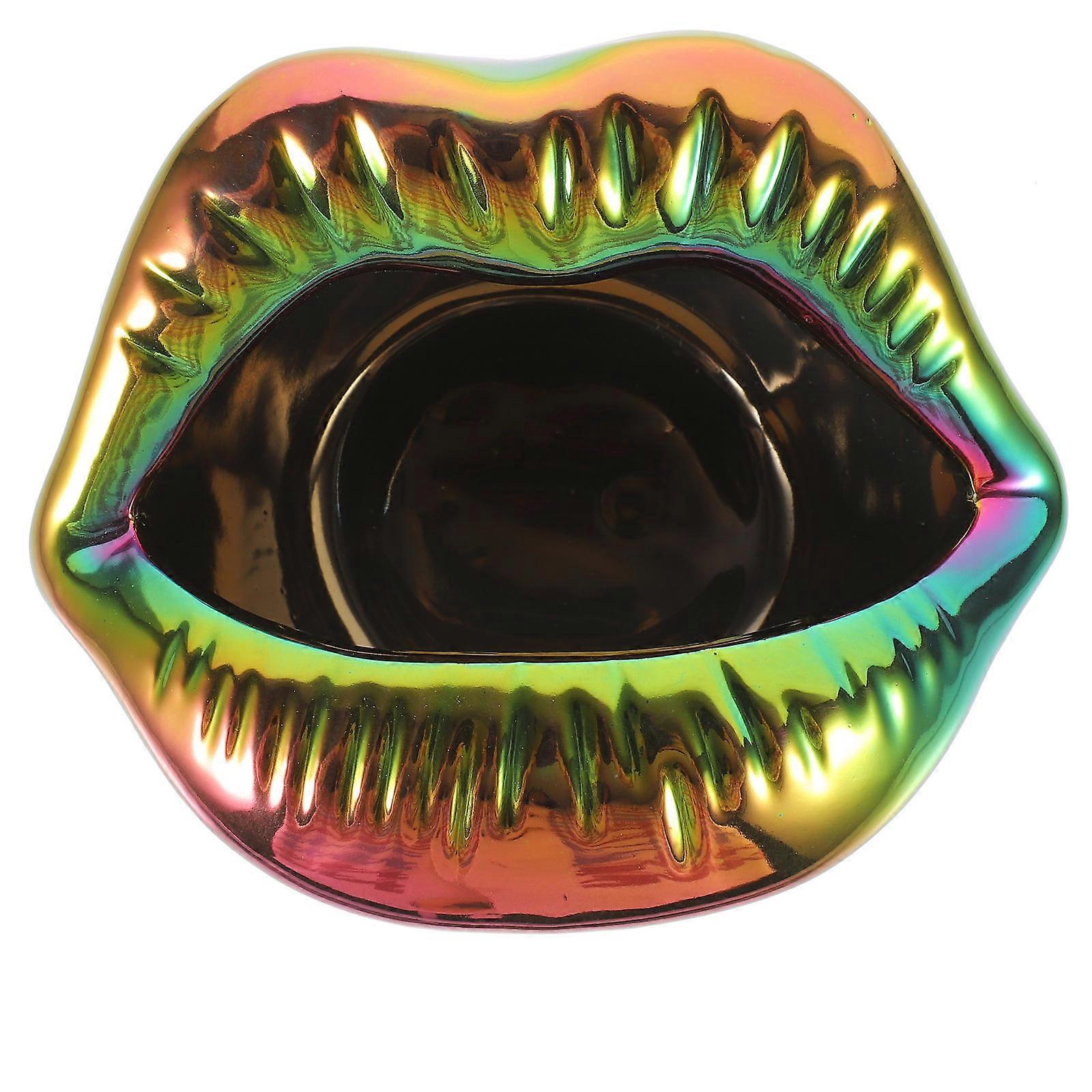 Fancy Ceramic Ashtray Lip Shape For Home Restaurant Simple Design Multi 1Set