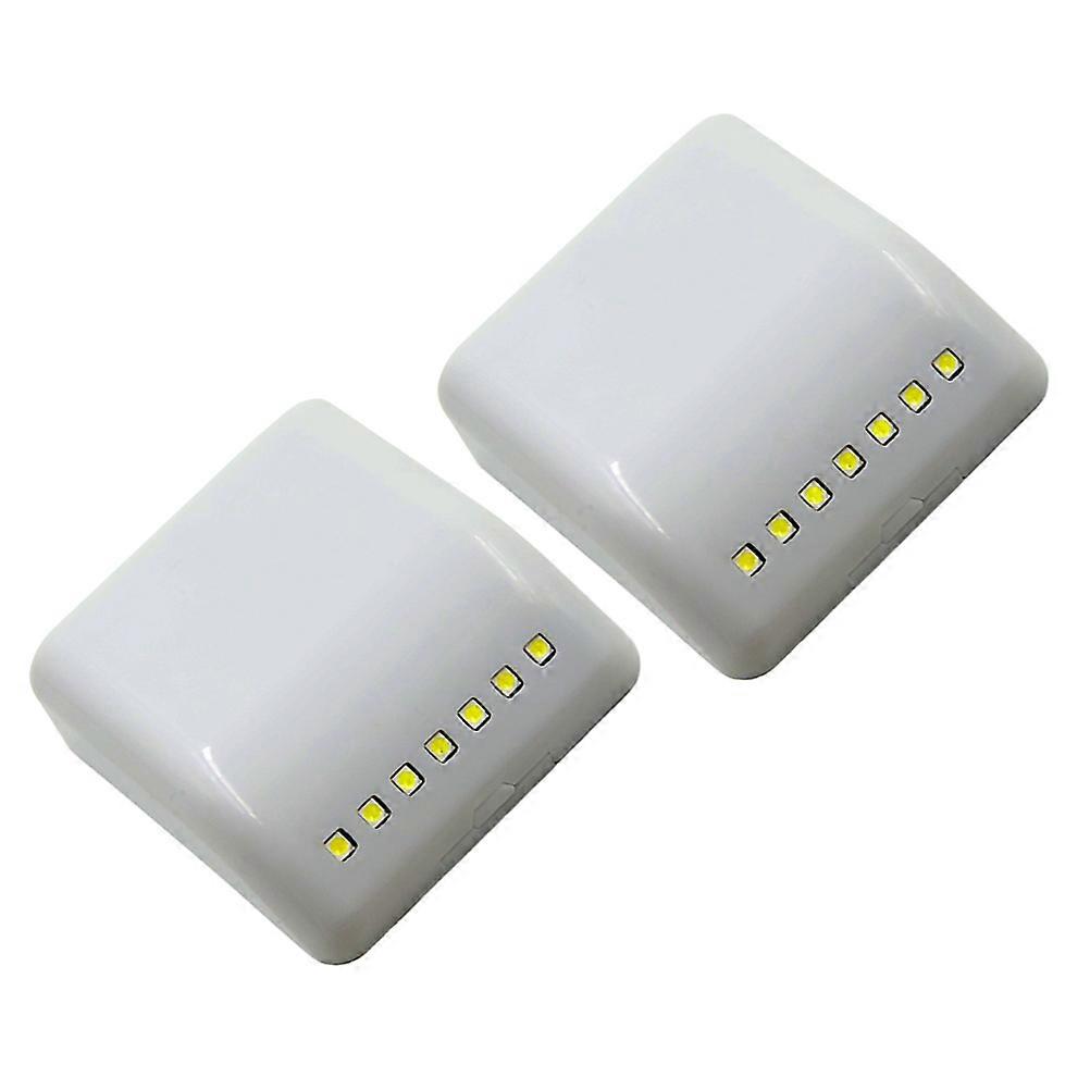 Cupboard Light Sensor Activation for Closet and Wardrobe White Color 6.4X6.2cm 7LED 2Pcs