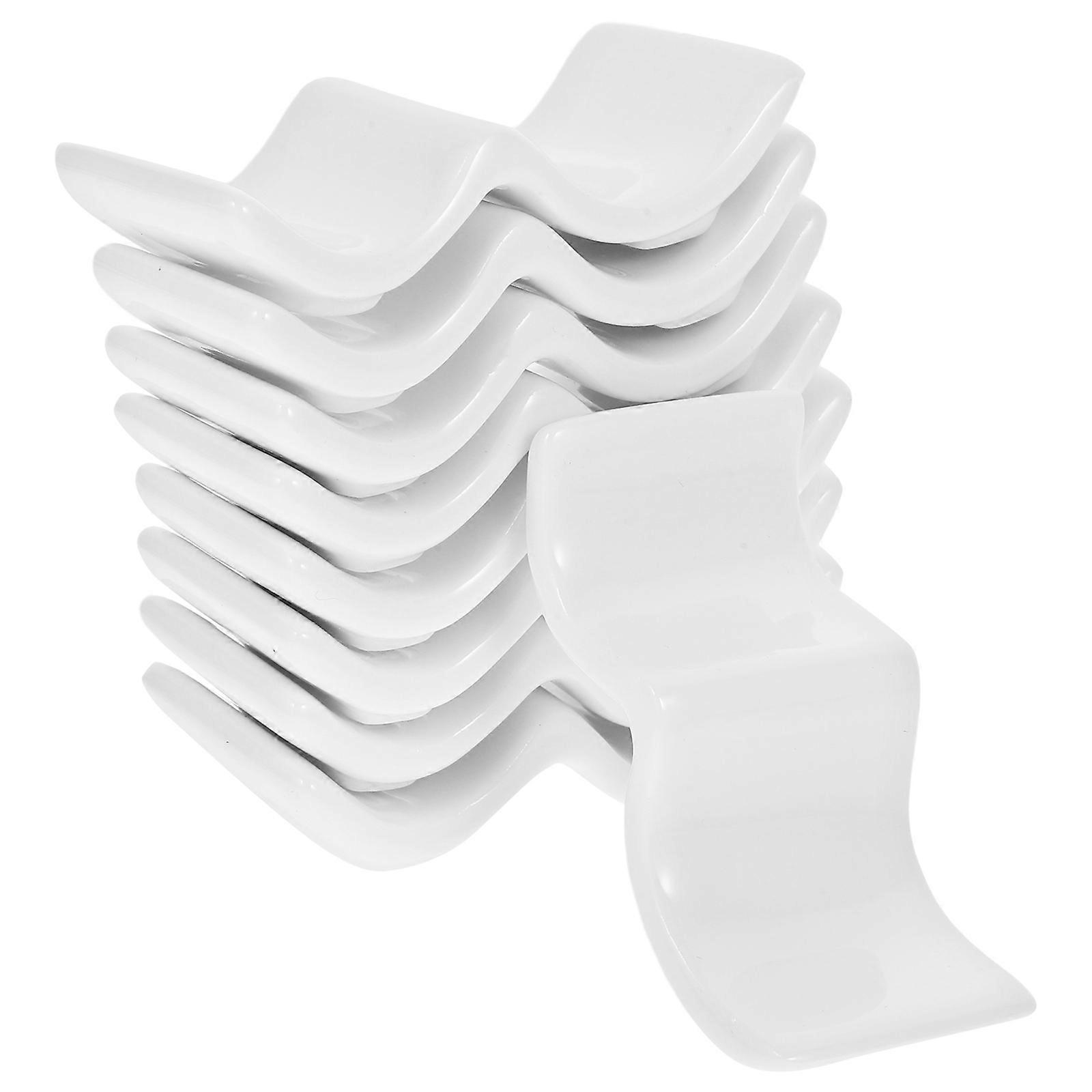 10pcs Ceramic Chopstick Rests and Spoon Holder Set – Elegant Dining Accessory for Home, Restaurant, or Party Use – Easy to Clean, Prevents Utensils