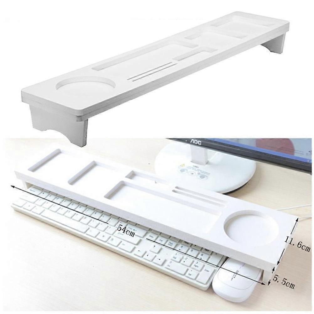 Keyboard Rack Floating Shelf Creative Storage Box Cup Pen Stationery Holder Desktop Computer Bracket Removable PVC Board 54.00X11.00X9.50CM 1Pcs