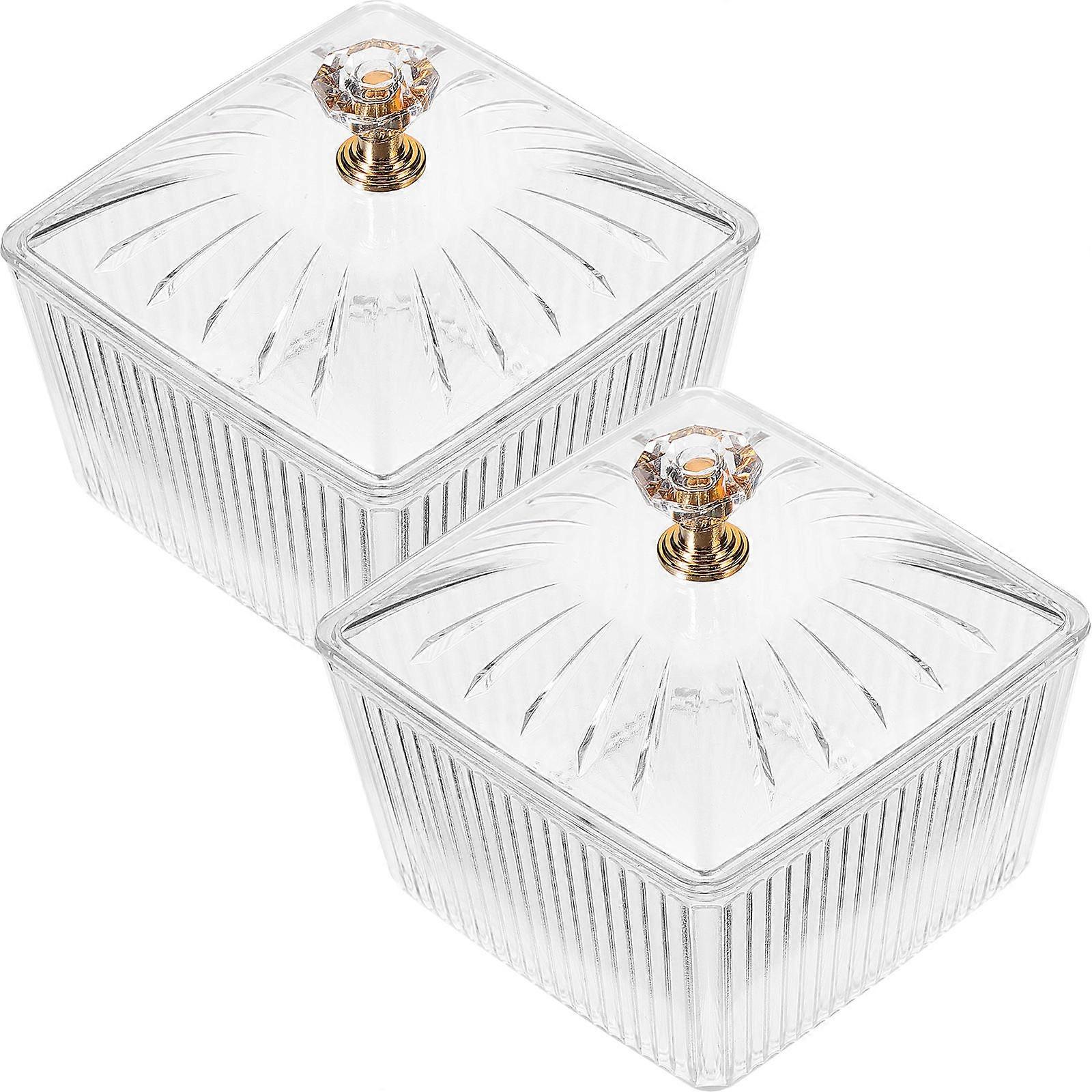 Candy Jar With Lid For Square Shape Plastic Material 9.00X9.00X7.50CM 2Pcs