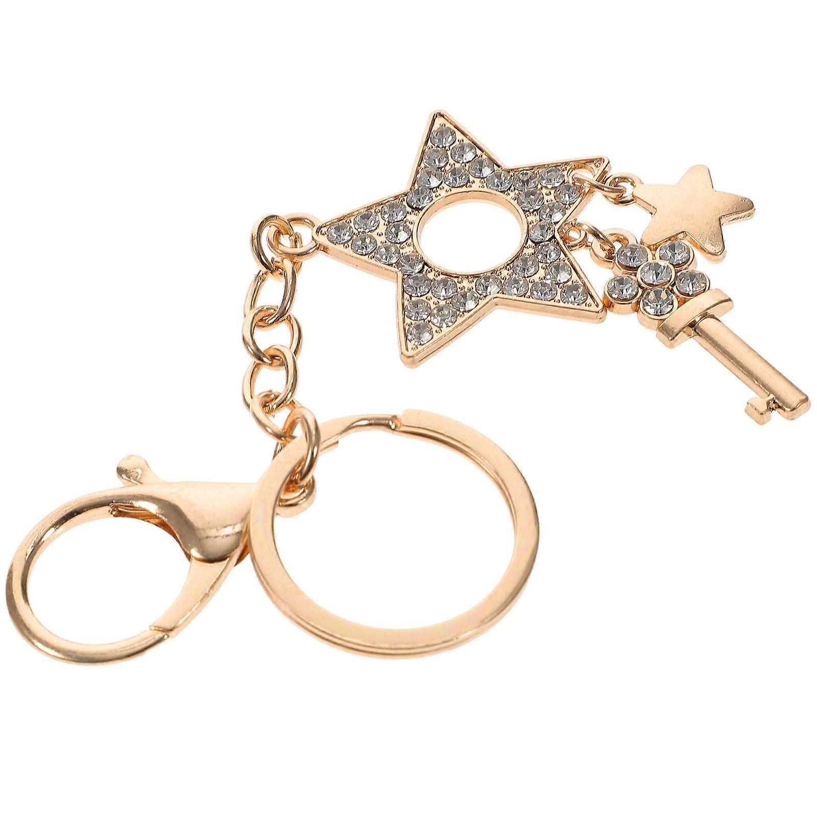 Bag Pendant Keychain Golden Metal Alloy Glamorous Style Keyring Pendant for Users 1Set