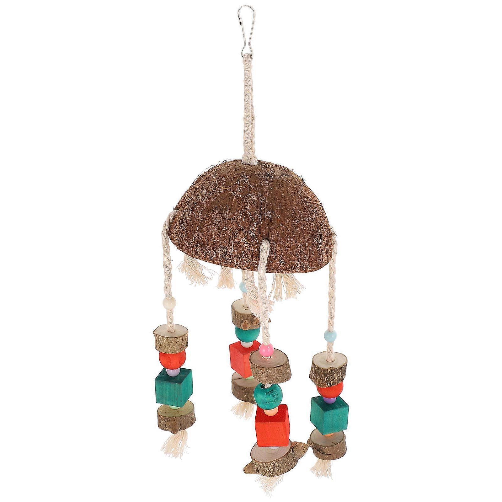 Bird Foraging Toys Lovebirds Cage Accessories Coconut Shell Shape Teeth Grinding 1Pack
