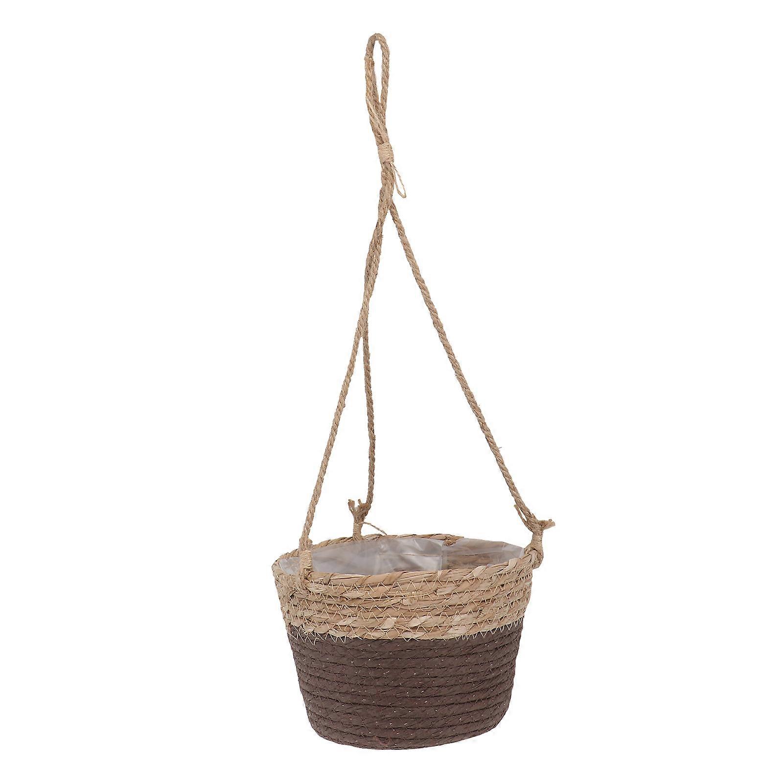Nordic Straw Basket Handmade Plant Basket Round Shape Wall Pot For 1Pcs