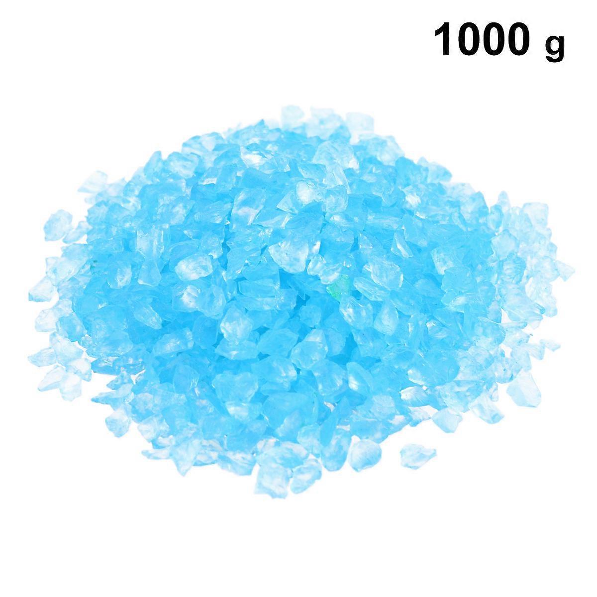 Colored Gravel Decorative Sand For Aquarium Fish Tank Use Blue 0.6x0.6x0.3cm Square Shape 2Pack