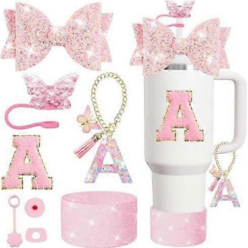 8PCS Cup Accessories Set For Stanley Cup Including Straw Topper Cover Cap And Boot,Spill Proof Stopper,Handle Charm,Sticker