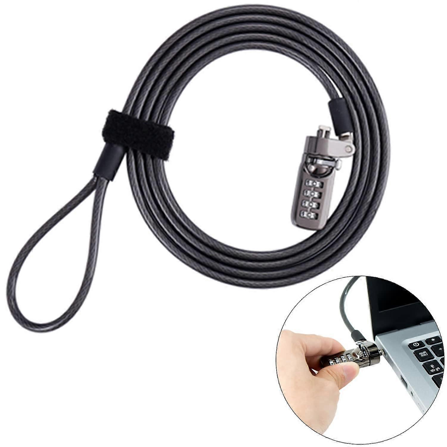 Laptop lock security cable with 4-digit combination lock and anti-theft for PC/laptops, tablets or other computer.