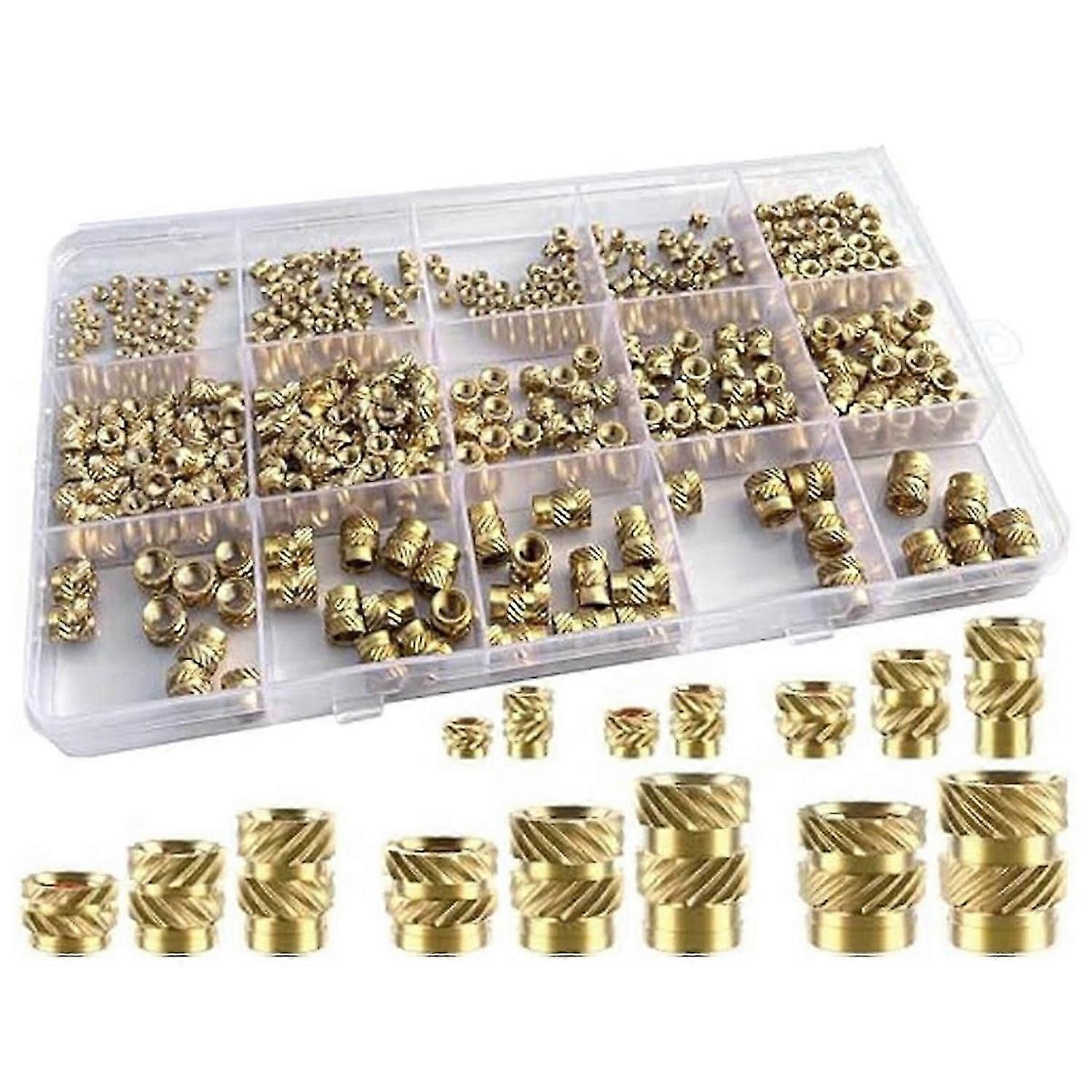 400Pcs Threaded Inserts,M2/M2.5/M3/M4/M5/M6 Thread Knurled Nuts Assortment Kit,Heat Set Insert for P