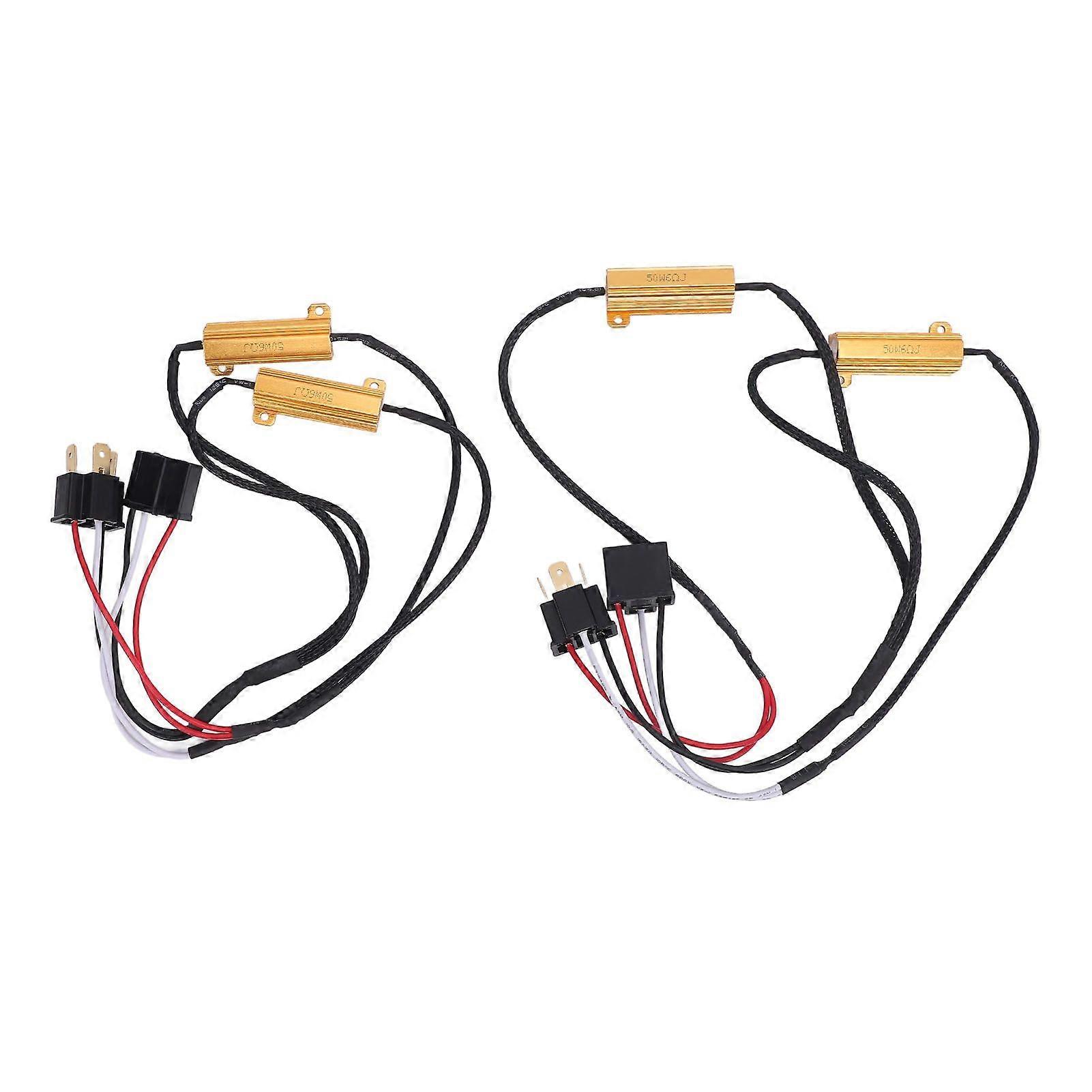 Pair of LED Load Resistor 50W 6ohm H4 9003 Anti Flickering LED Decoder Relay Harness Adapter for Turn Signal Daytime Running Light MK07694