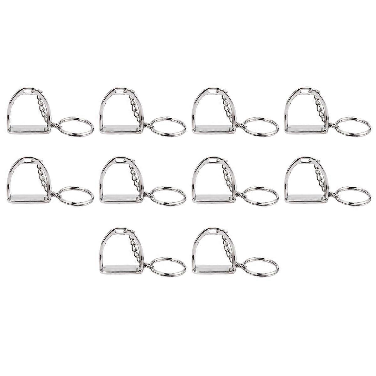 10Pcs Simple Elegant Design Western Stirrup Keychain Key Ring Hanger Tool for Men Women Bag Decorati
