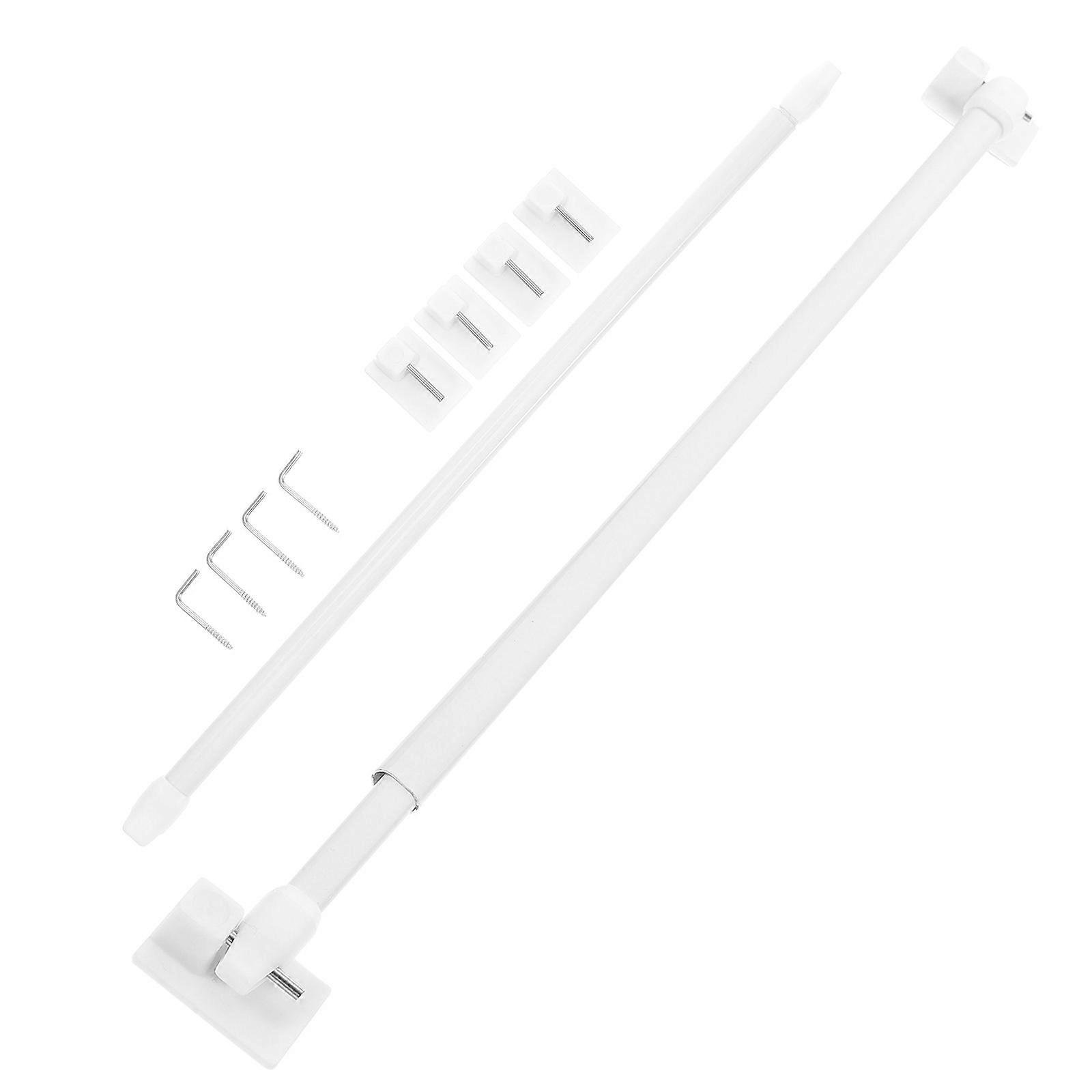 Self Adhesive Hook Telescoping Curtain Rod – Extendable Flat Tension Pole for Voile Drapery, Easy Install No Drill Window Rod for Kitchen & Home