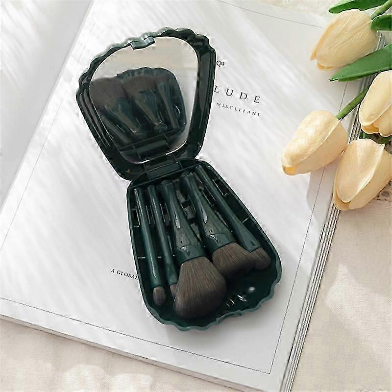 Portable Makeup Brush Set in 3 Colors with Mirror and Case Natural and Soft Brushes for Eyeshadow, Blush, and Eyebrows