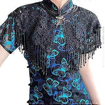 New Chinese Style Embroidered Bridal Capelet Adjustable Tassels Detailing Design Shawl Wrap for Formal Event  White