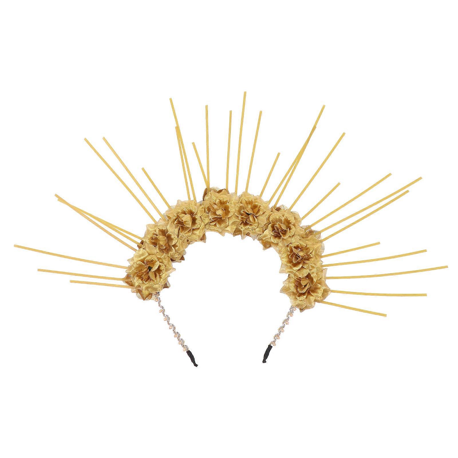 Here's a refined and engaging product description for the **"1pc Gold Cosplay Headband With Gothic Flower Decor"**:
**✨ Elegant Gothic Gold
