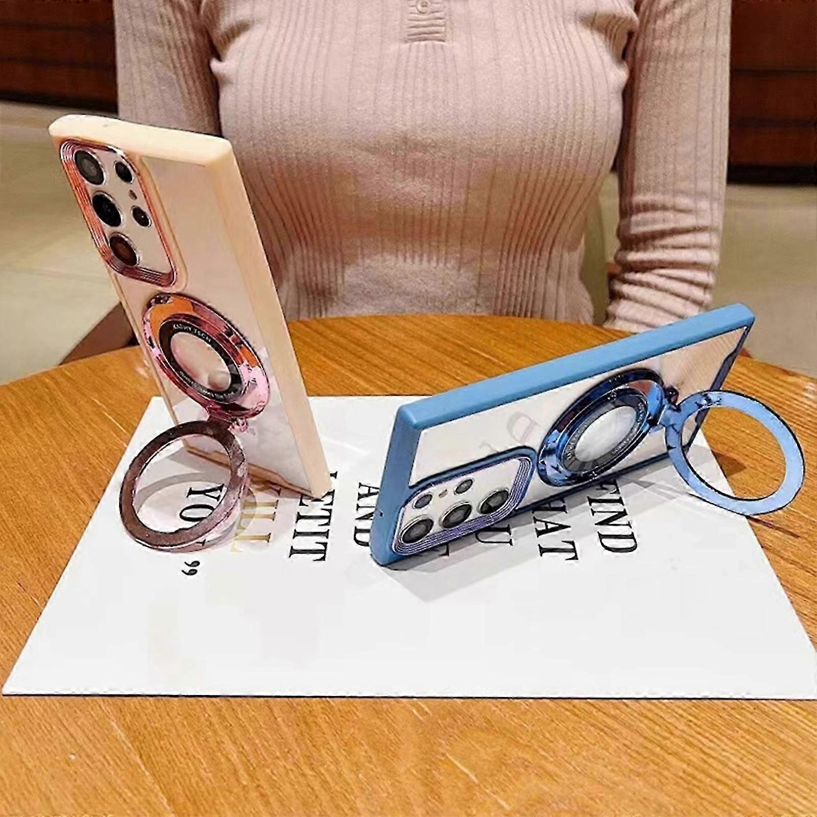 Clear S24 Case with Magnetic Stand Compatible with MagSafe, Shockproof Protective Galaxy S24 Phone Case with Kickstand
