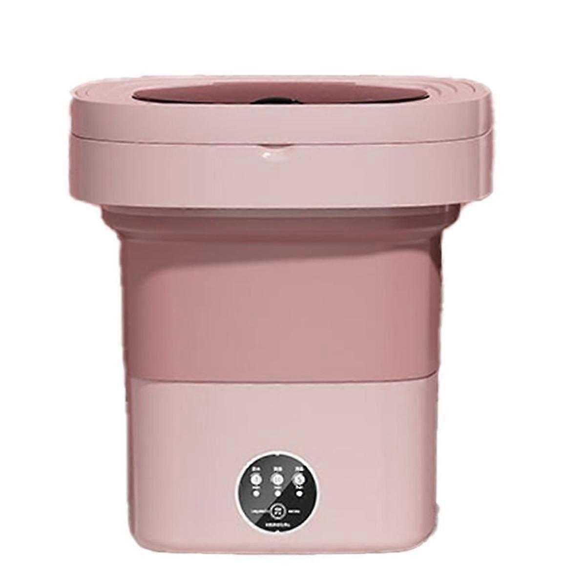 غسالة قابلة للطي غسالة صغيرة محمولة ملابس داخلية صغيرة آلة تنظيف 8 لتر وردي (الولايات المتحدة