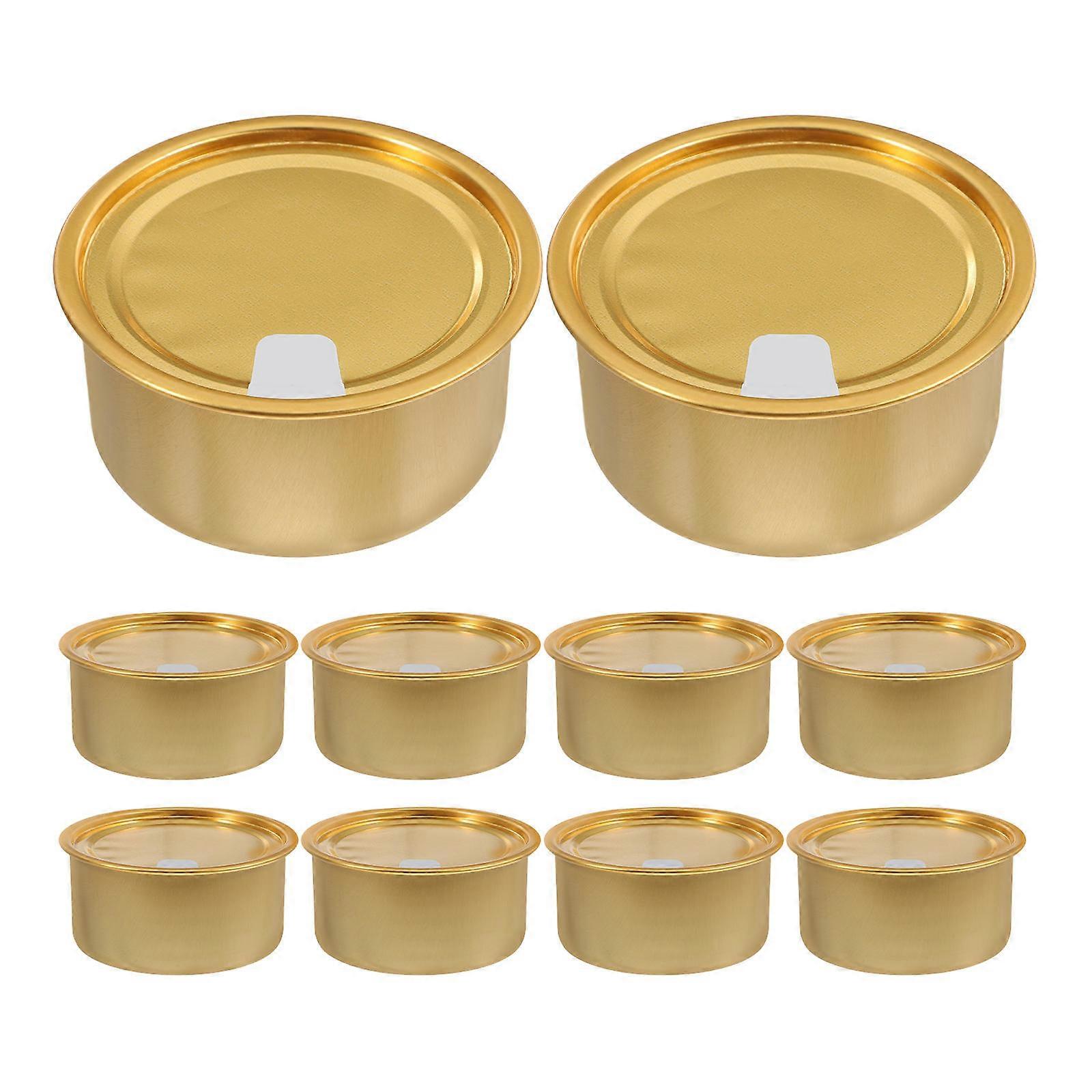 10 Pcs Golden Aluminum Self-seal Cans for Storage with Easy-open Lid and Sealed Design Lightweight