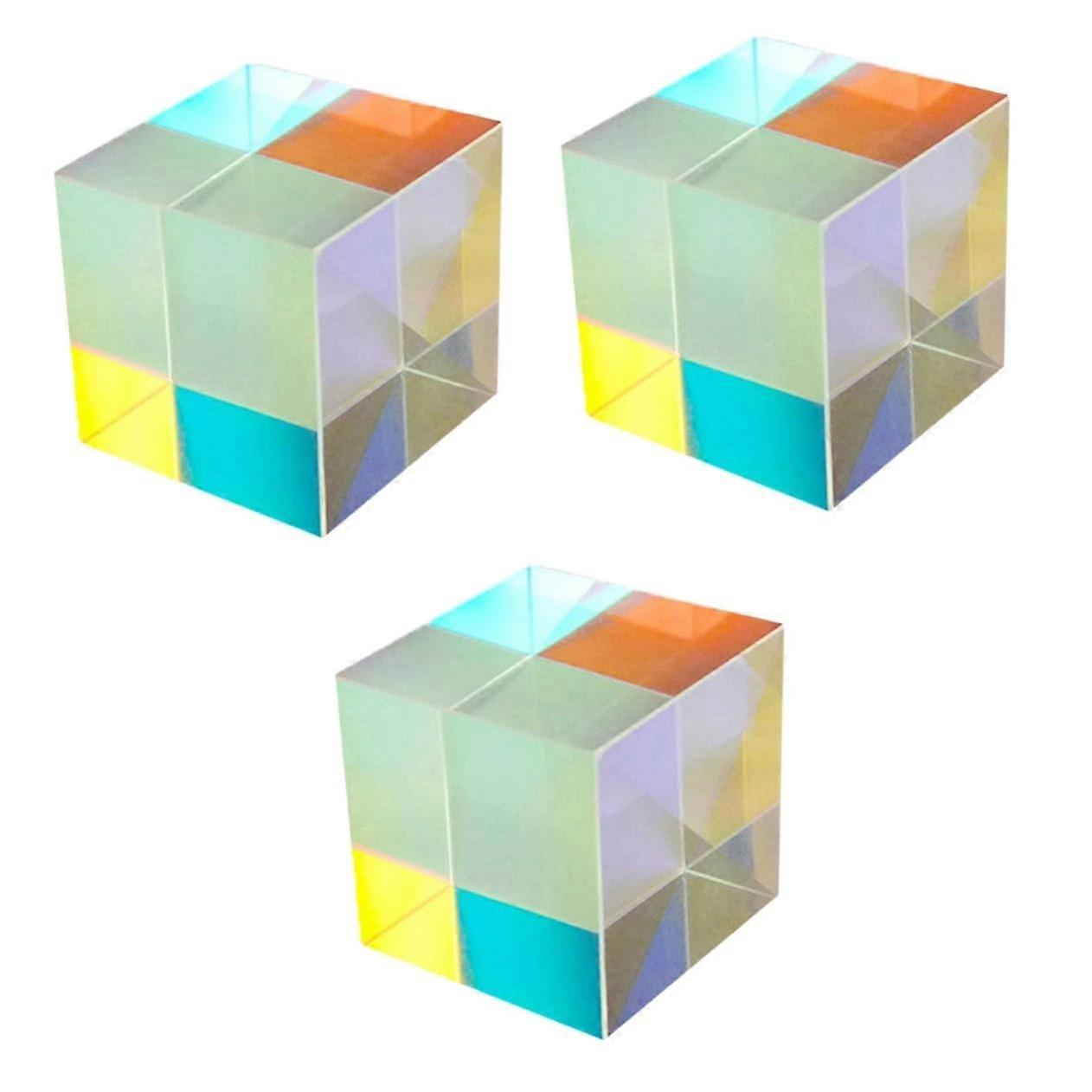 Pack of 3 Colour Prism Glass Cubes 0.8X0.8cmx3pcs