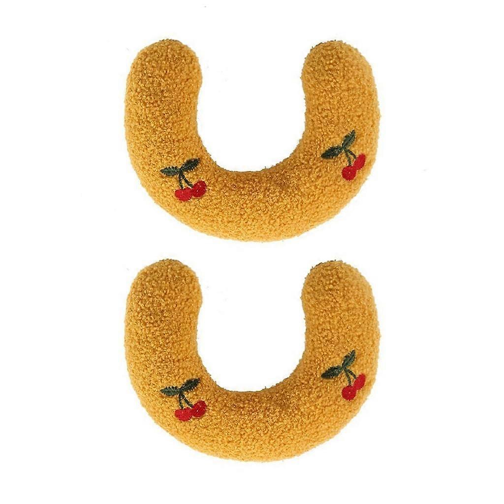 U-Shaped Pet Pillow Set of 2, Breathable Plush Dog Bed for Puppies, Fully Filled, Soft Yellow Color
