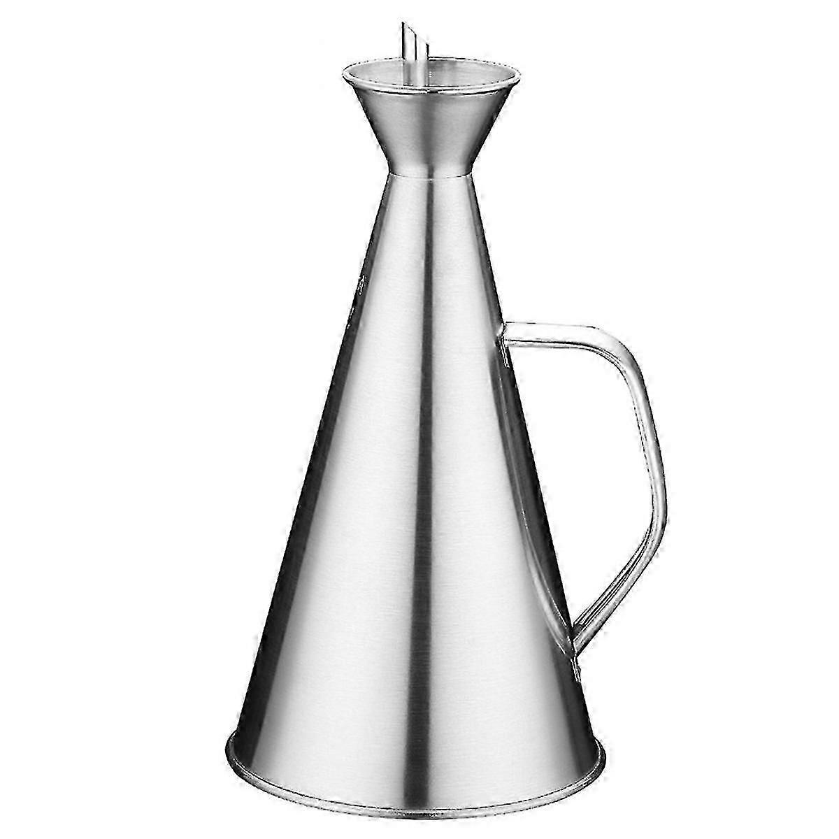 ステンレス製の防滴オイルボトル、注ぎ口付きオイルボトル500ml 0.5l-オリーブオイルやその他の液体のダンピングや振りかけに最適-簡単に