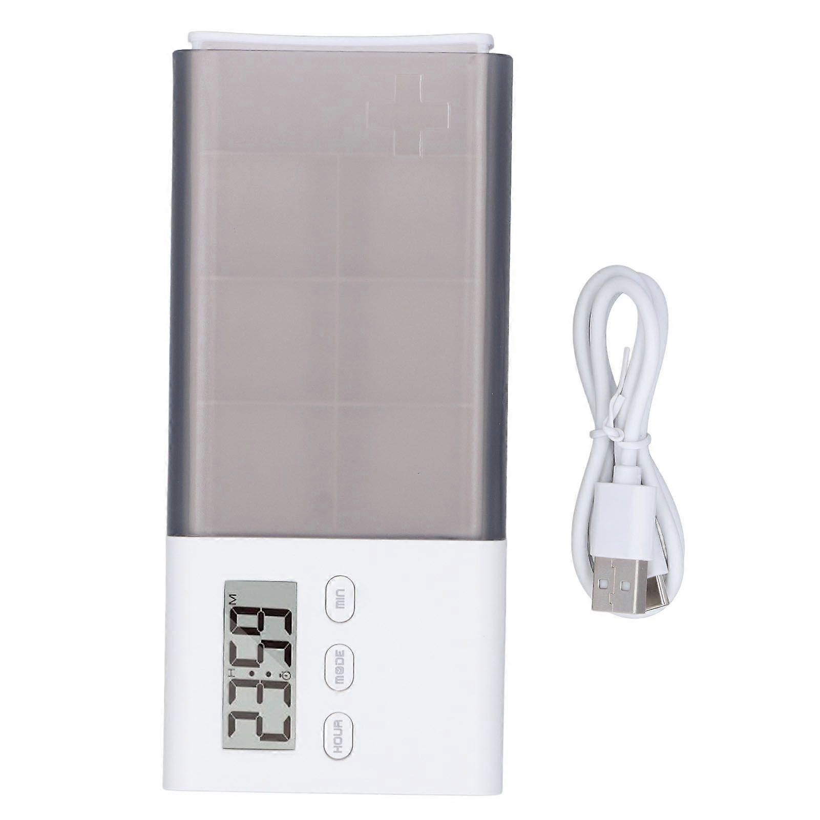 Digital Medicine Box with Alarm 5 Sets Alarm Vibration Beep Alert USB Rechargeable Electronic Medication Organizer for Travel YMHC