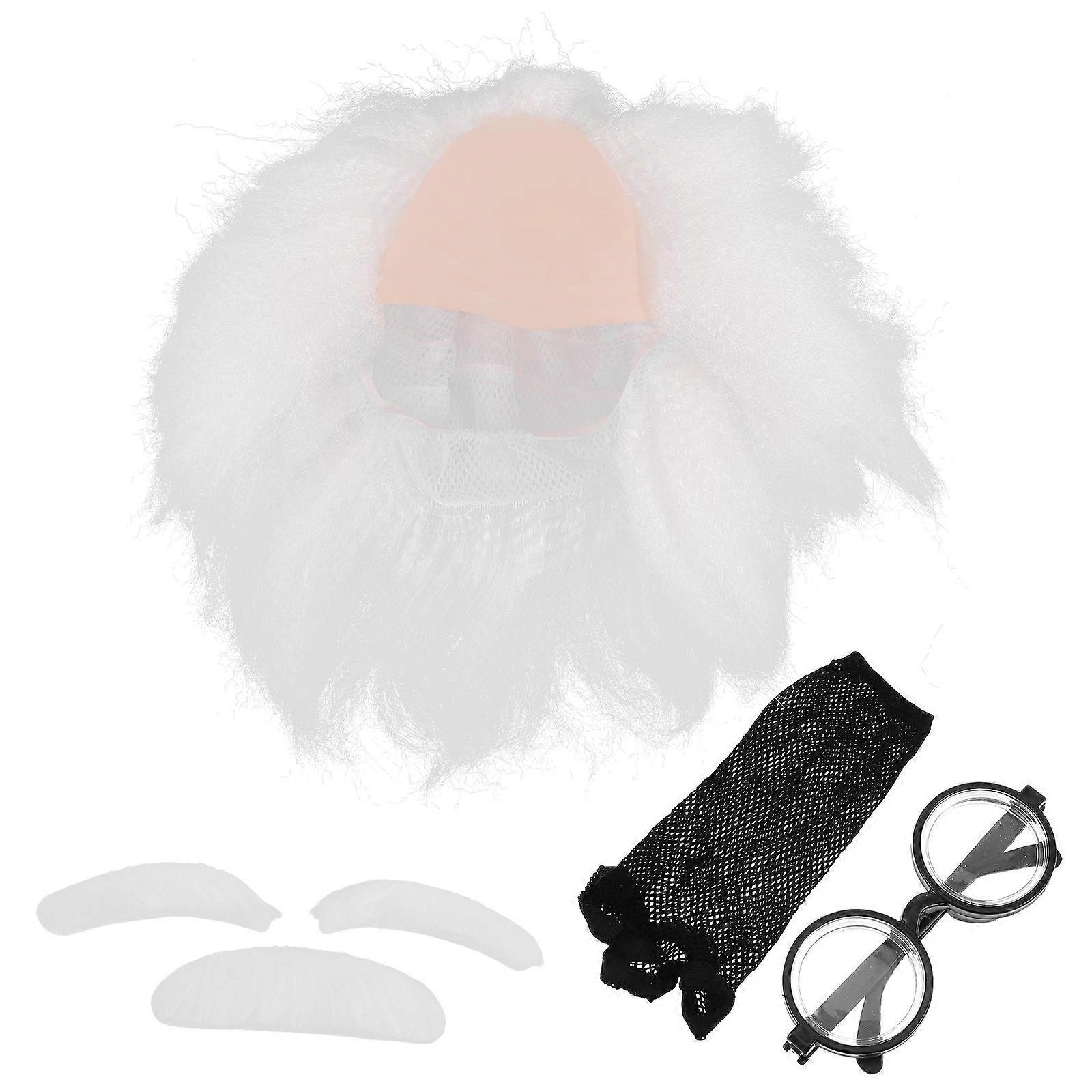 Old Man Costume Wig Synthetic Hair White Color for Halloween Party Cosplay Role-Play 1Set