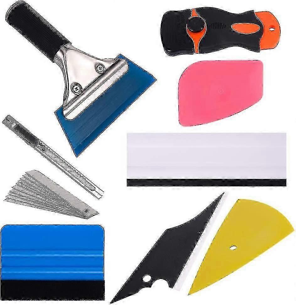 Window Tint Tools Kit, 9 Pcs Protective Film Car Vinyl Wrapping Tint Installing Tool Including Window Squeegee,scraper And Blades1set