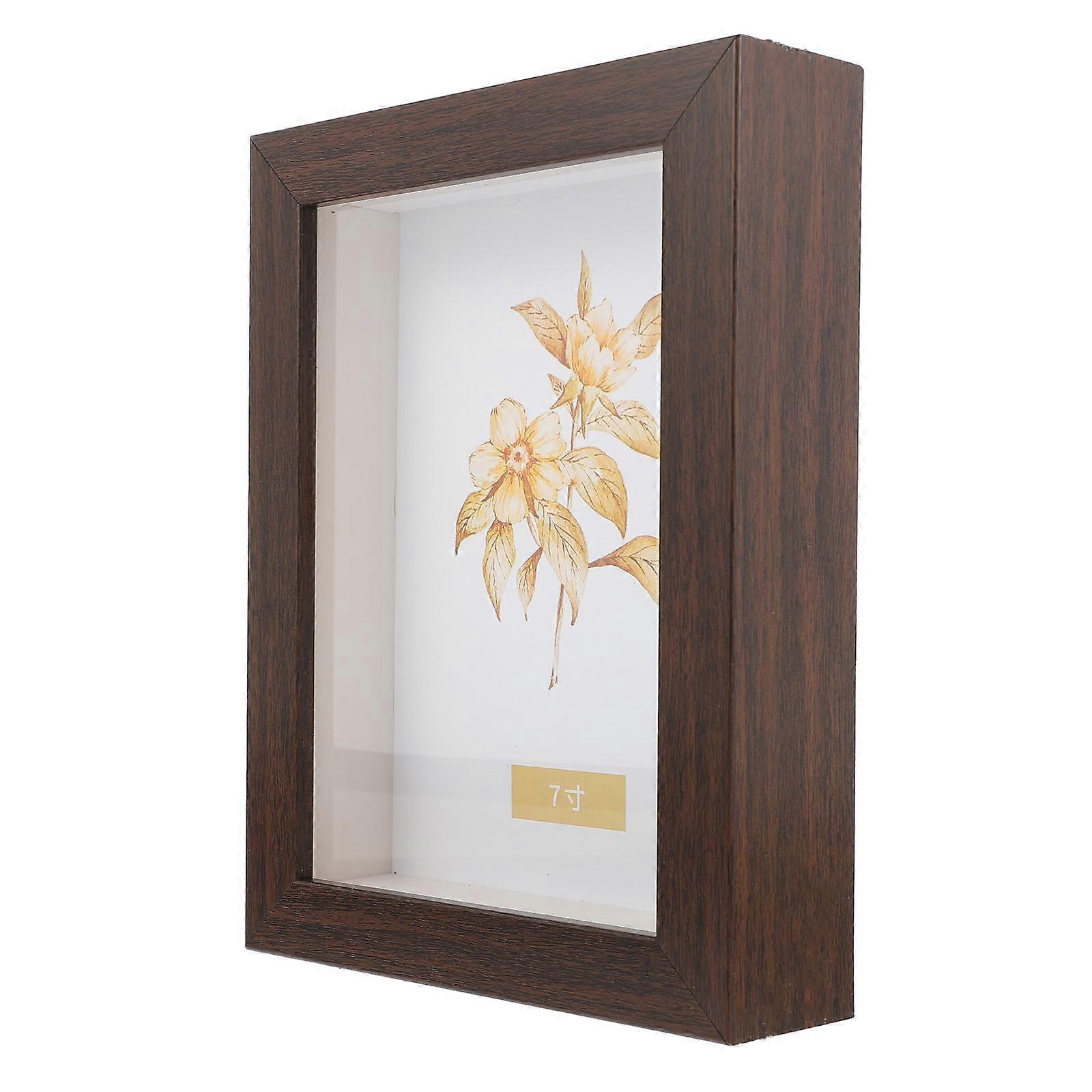 Dried Flower Display Case Rustic Shadow Box Frame Home Decoration 7 Inch Coffee Style 1Pack