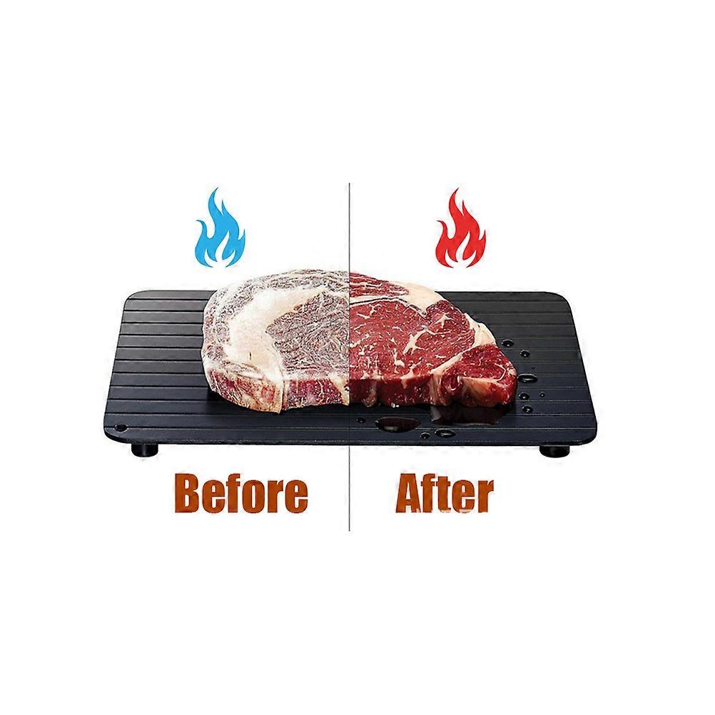 1PC Aluminum Quick Thawing Plate Fast Defrosting Tray for Food Meat Fruit with Water .5x20.5x0.3cm Black