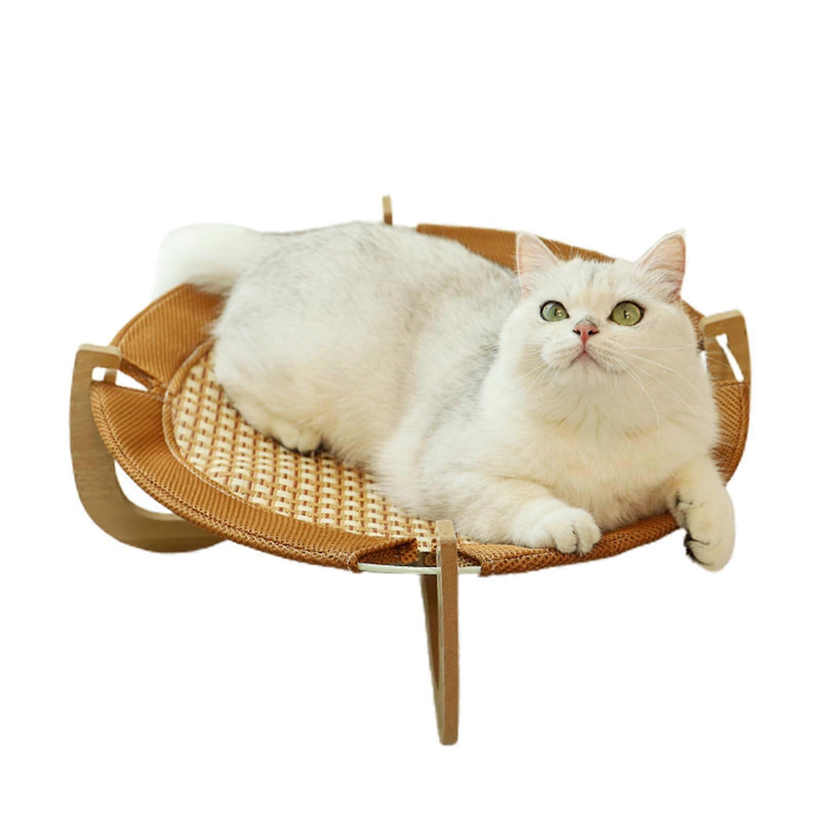 Sleep Mat Pet Rattan Cat Bed, Natural Color Cooling Mat for Cats, Removable Scratch-Resistant Summer Mattress With Underside