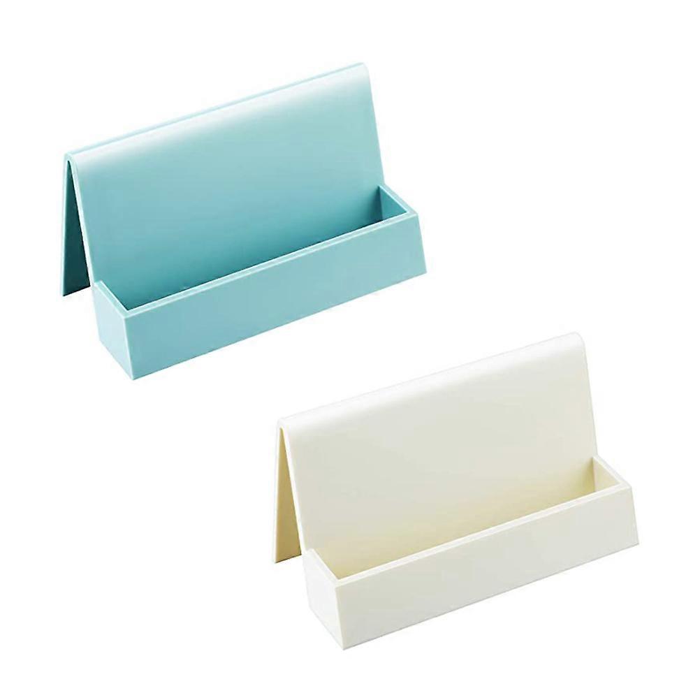 Name Card Display Stand Plastic Card Rack Beige Yellow Size 10.6X5.5CM Businesspeople Office Organizer 2Pack