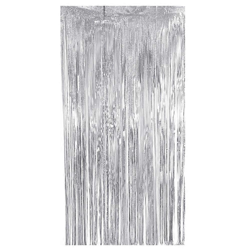 Tassel Table Skirt Decor with Thickening Skirt and for Party Decoration Silver 1x2m