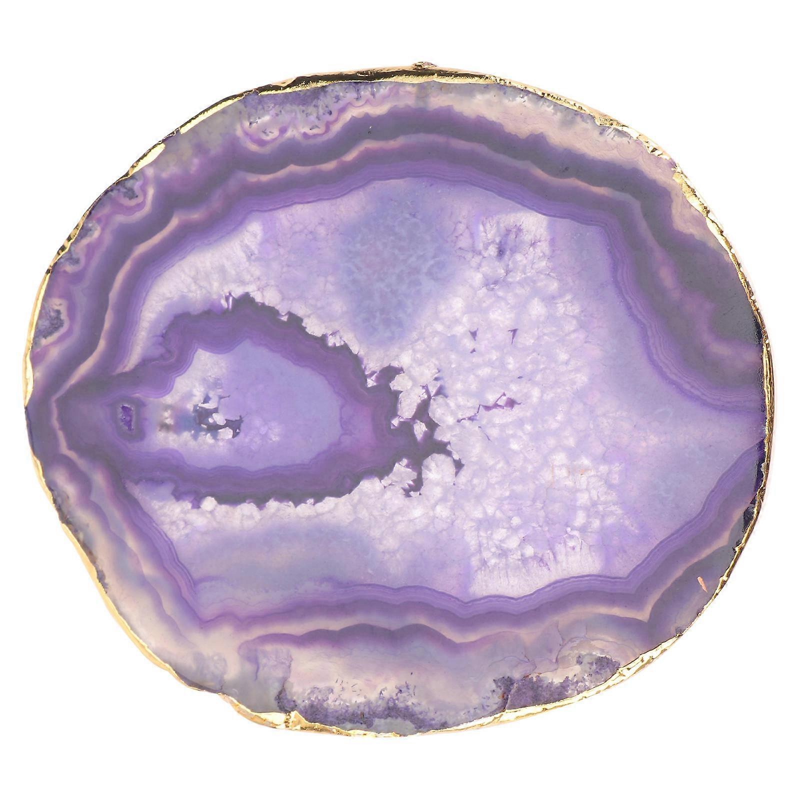 Sous-verre en agate naturelle Tapis de tasse plaqué or pour usage domestique
