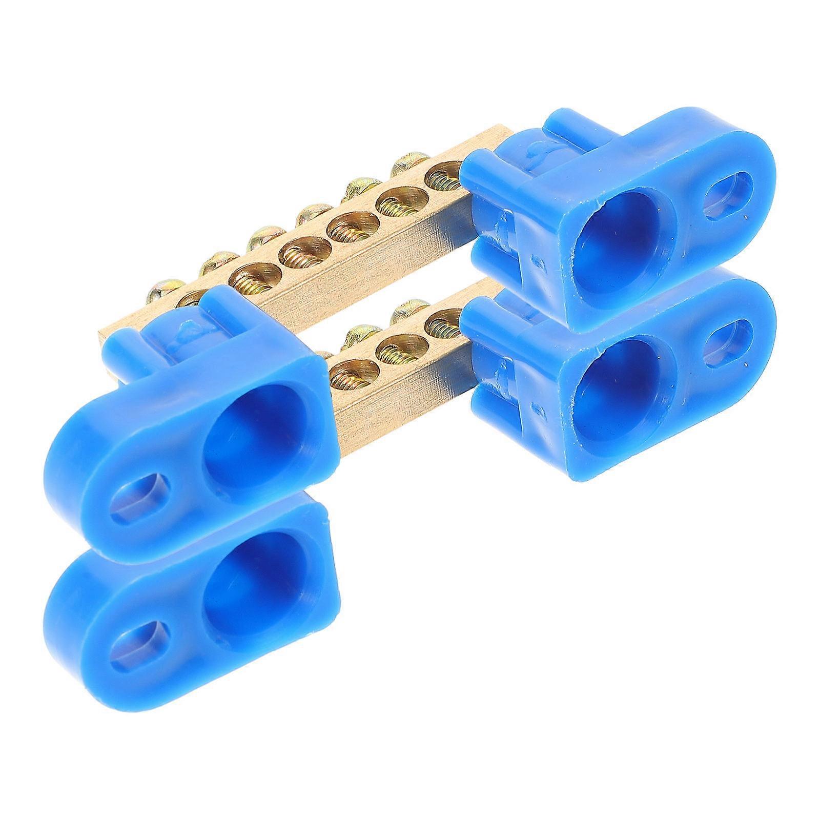 Raindrops 2pcs Electrical Grounding Bars with 6 Terminals Ground Bar Bus Bars Blocks