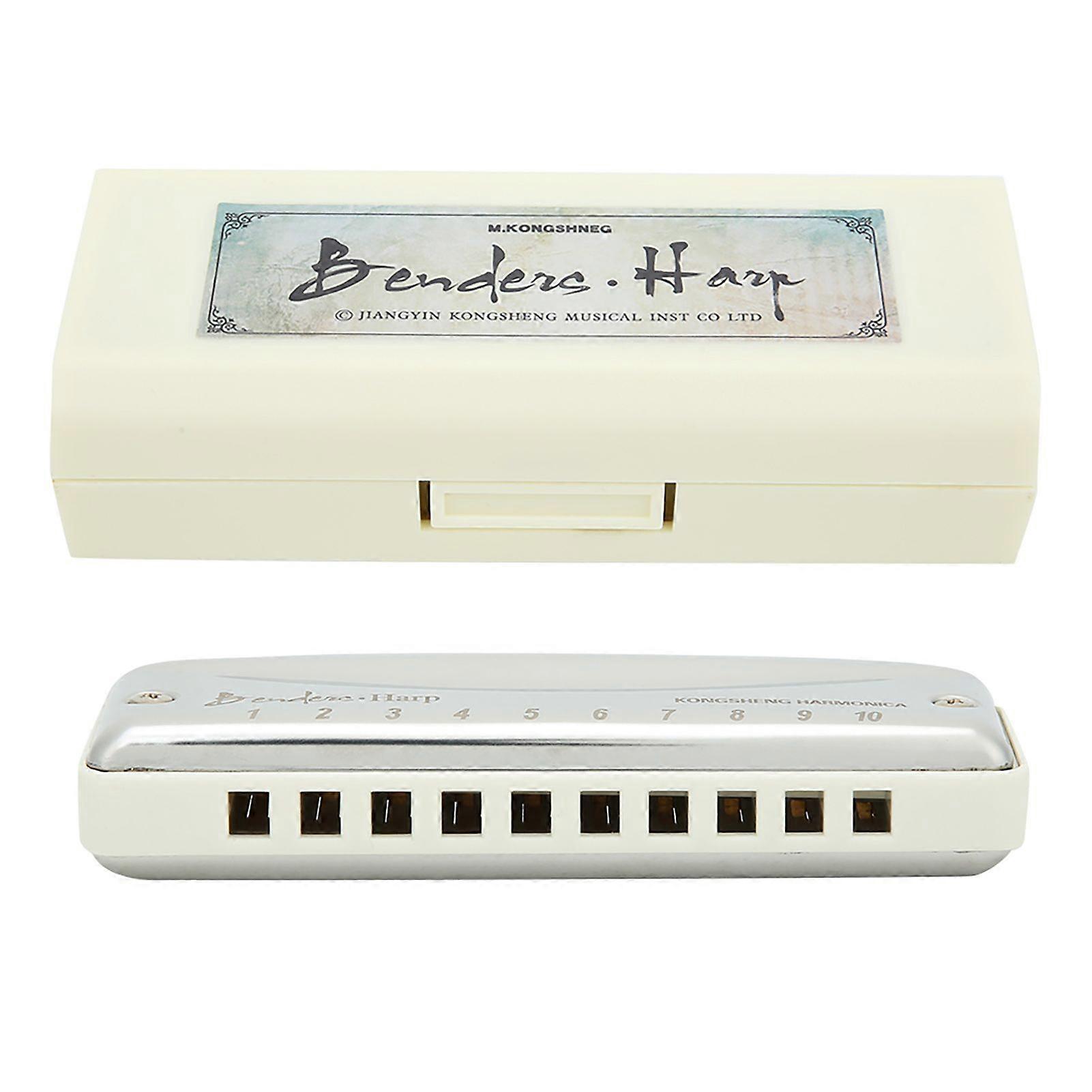 Blues Harmonica 10-Hole Mouthorgan Ab Key Portable Wind Instrument High Gloss Waterproof