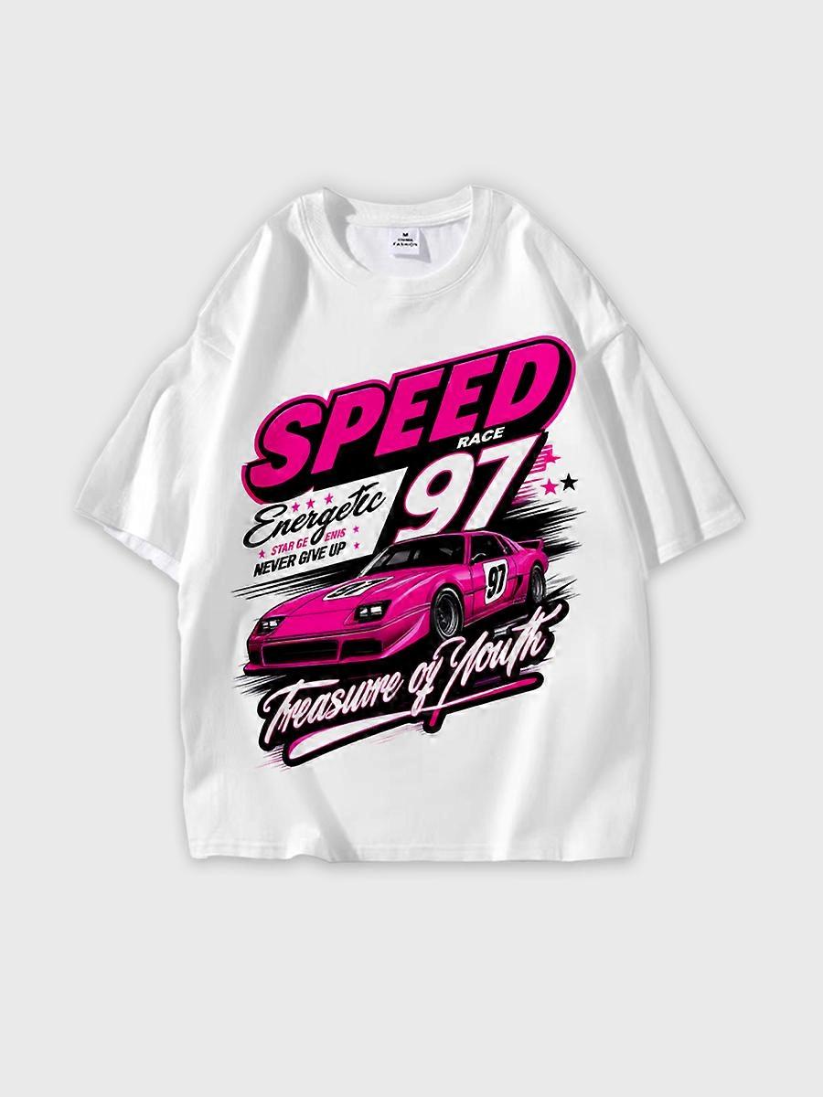 T-shirt round neck Pattern loose short sleeve N56